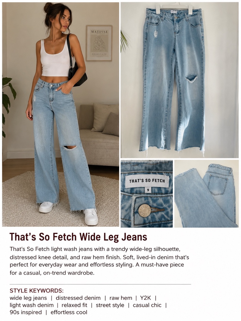 That’s So Fetch Jeans Distressed‎ Wide Leg Jeans Size 6